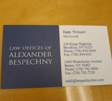 Alexander Bespechny Law Office - Русские адвокаты  -  Адвокат по автомобильным авариям, Адвокат по травмам в Нью-Йорк